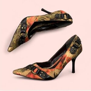 Floral Buckle Women's Heels